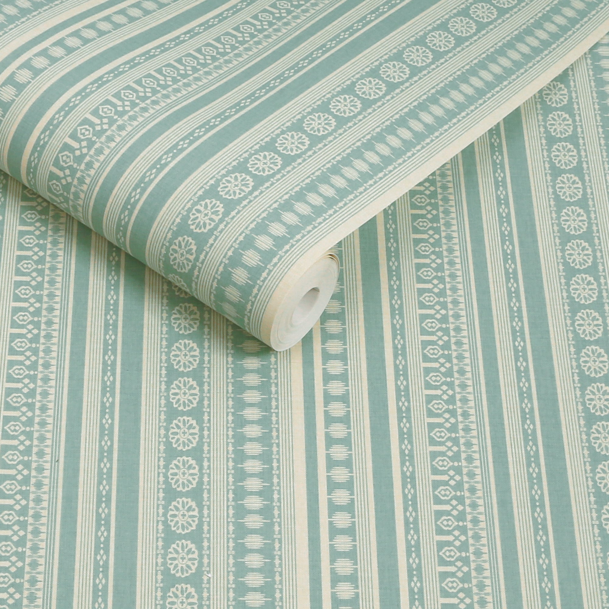 145396 Decorative Stripe Duck Egg Blue & Cream Wallpaper by Joules