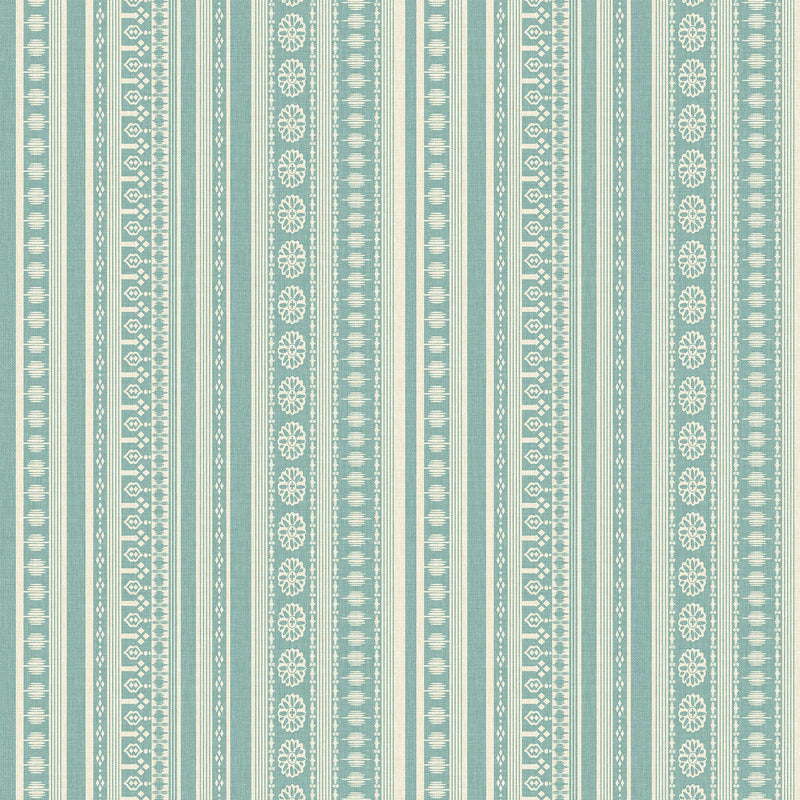 145396 Decorative Stripe Duck Egg Blue & Cream Wallpaper by Joules