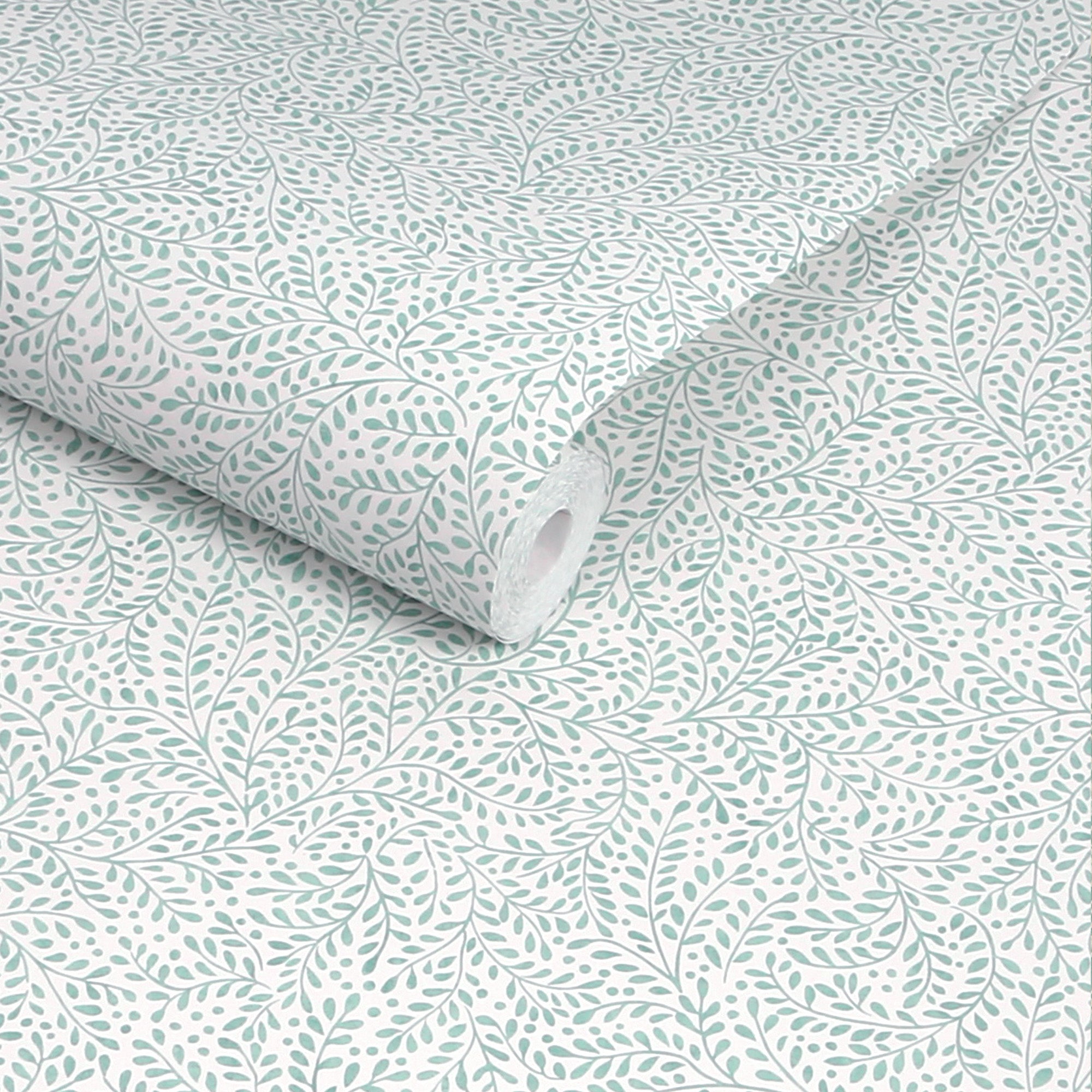 145397 Willow Leaf Duck Egg Blue Wallpaper by Joules