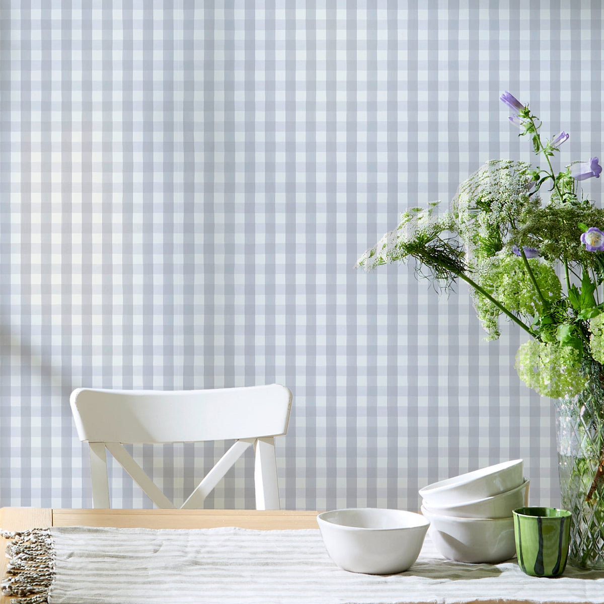 145475 Hattie Gingham Duckegg Haven Bloom Wallpaper by Superfresco Easy