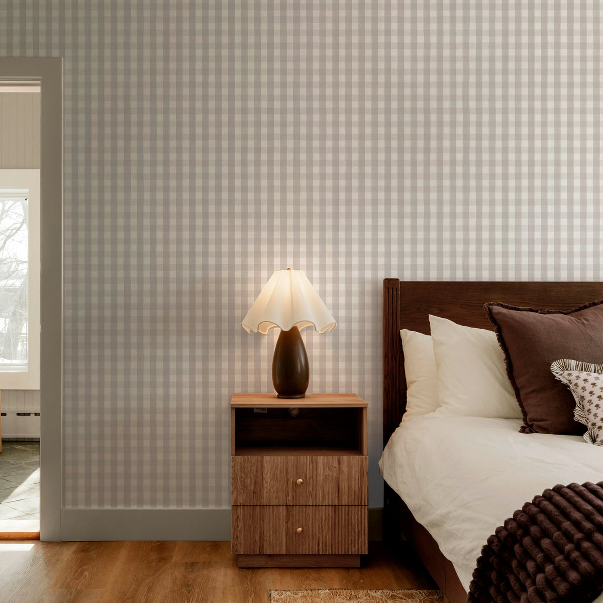 145478 Hattie Gingham Stone Haven Bloom Wallpaper by Superfresco Easy