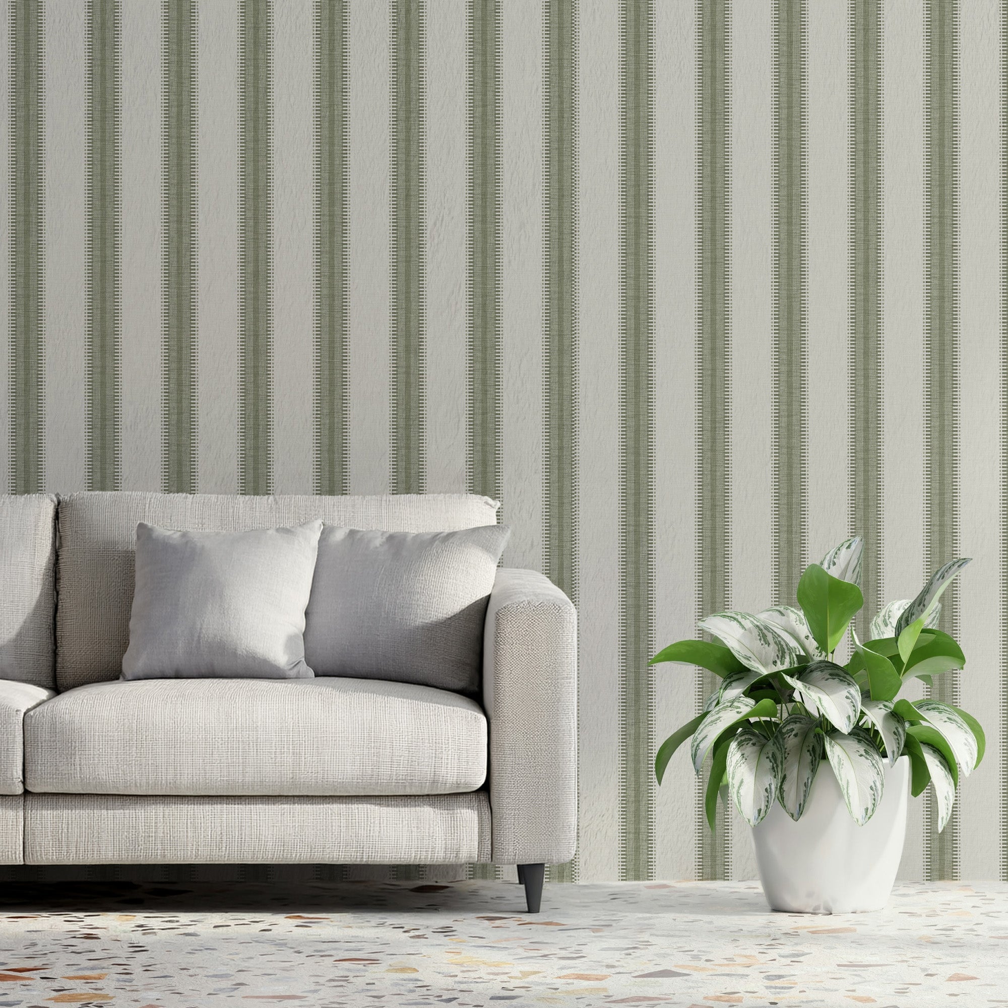 145480 Sonnet Stripe Sage Haven Bloom Wallpaper by Superfresco Easy