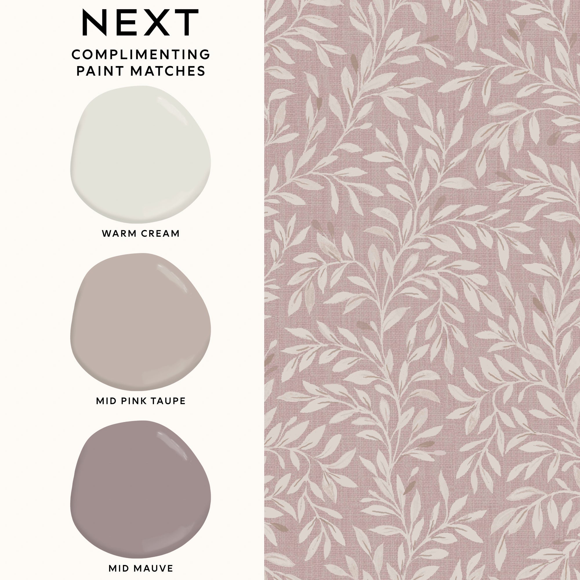 145595 Ditsy Leaf Blush Wallpaper by Next