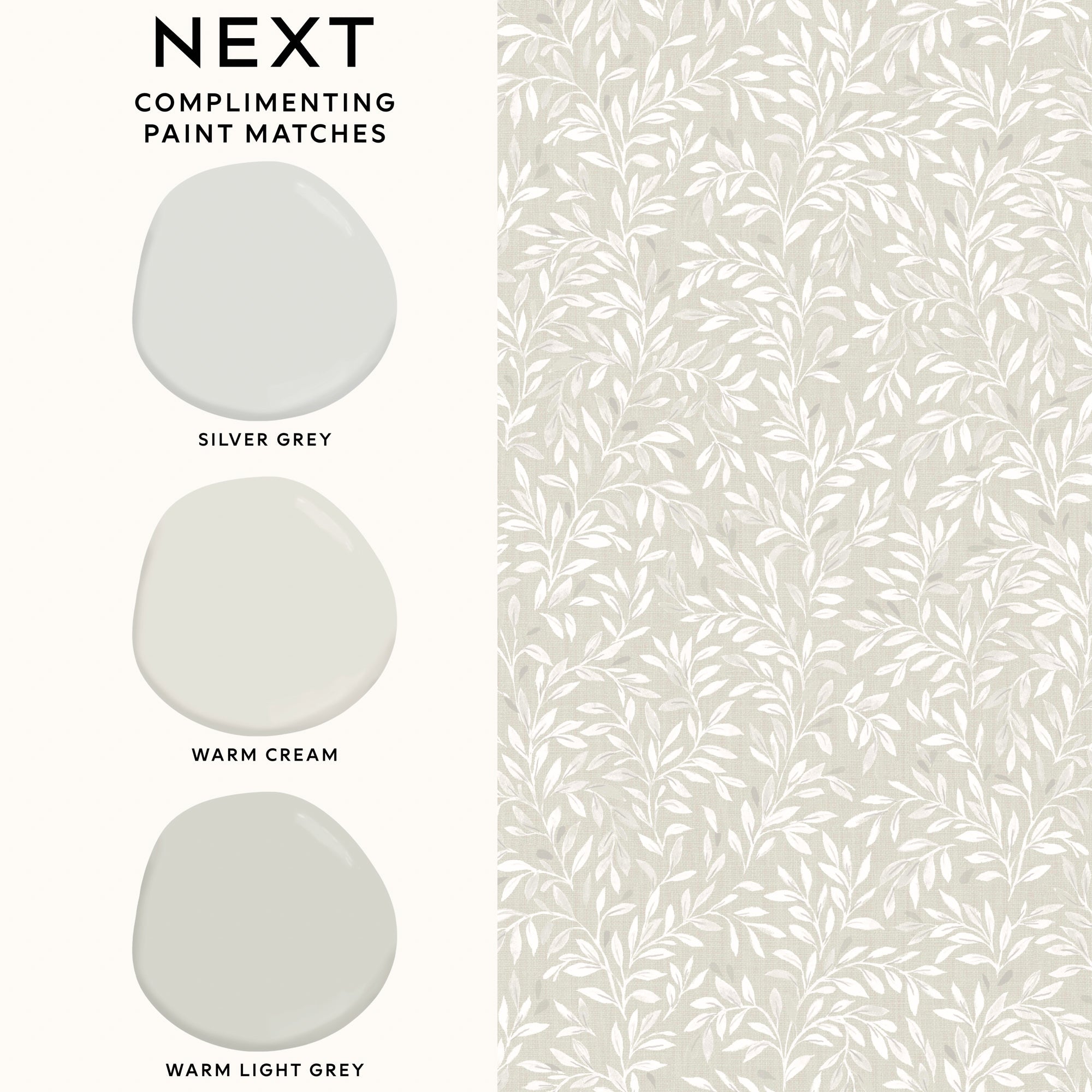 145596 Ditsy Leaf Ivory Wallpaper by Next