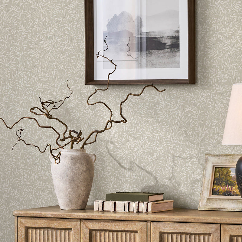 145596 Ditsy Leaf Ivory Wallpaper by Next