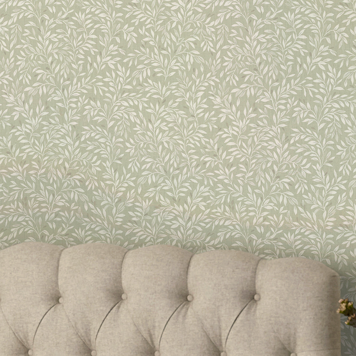145597 Ditsy Leaf Sage Wallpaper by Next