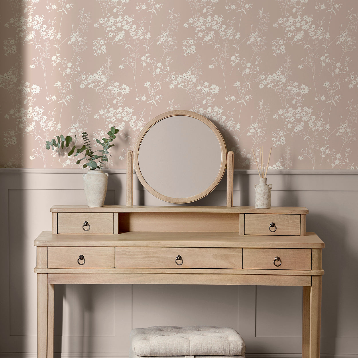 145598 Country Leaves Blush Wallpaper by Next