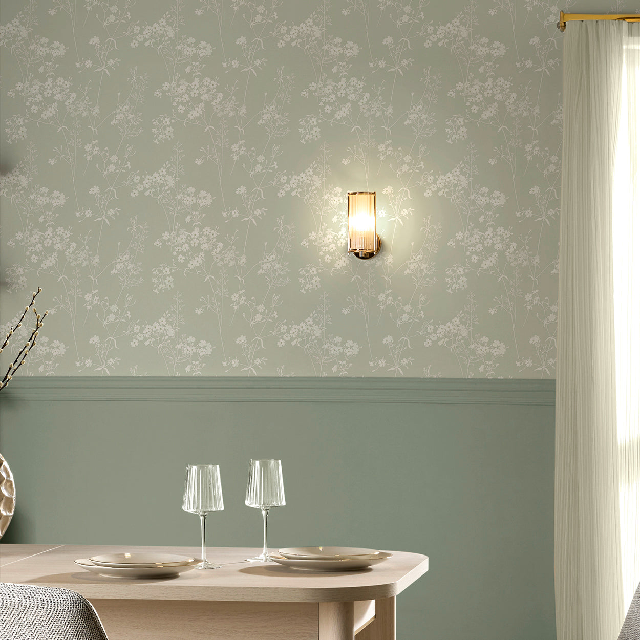 145600 Country Leaves Sage Wallpaper by Next