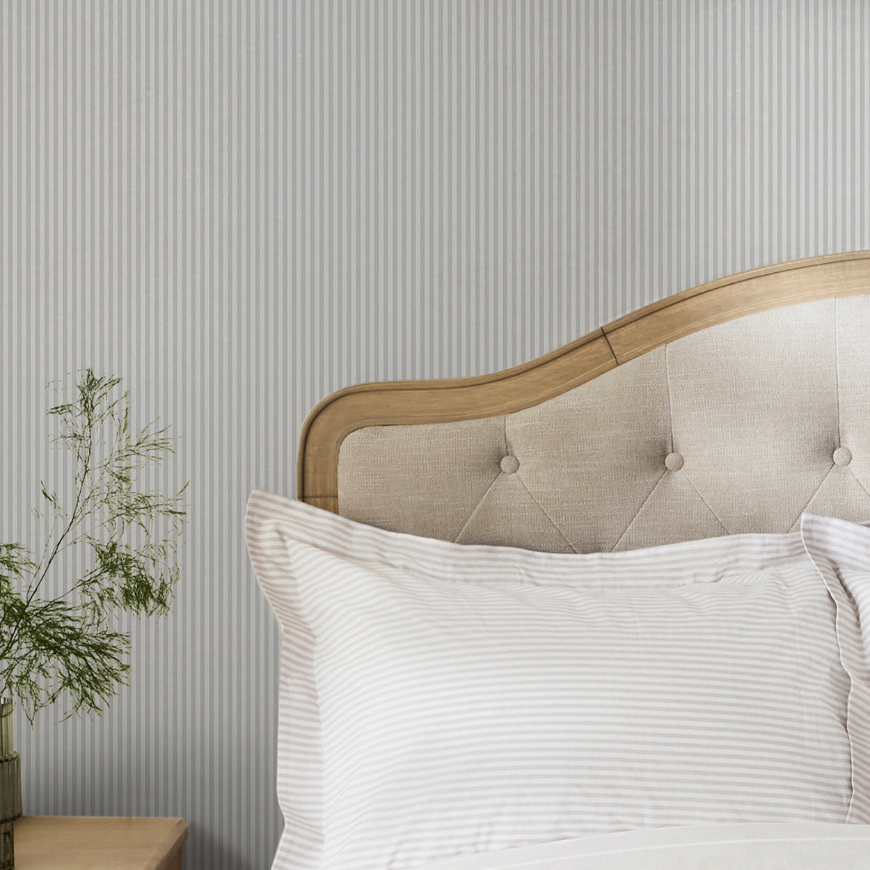 145607 Ticking Stripe Soft Grey Wallpaper by Next