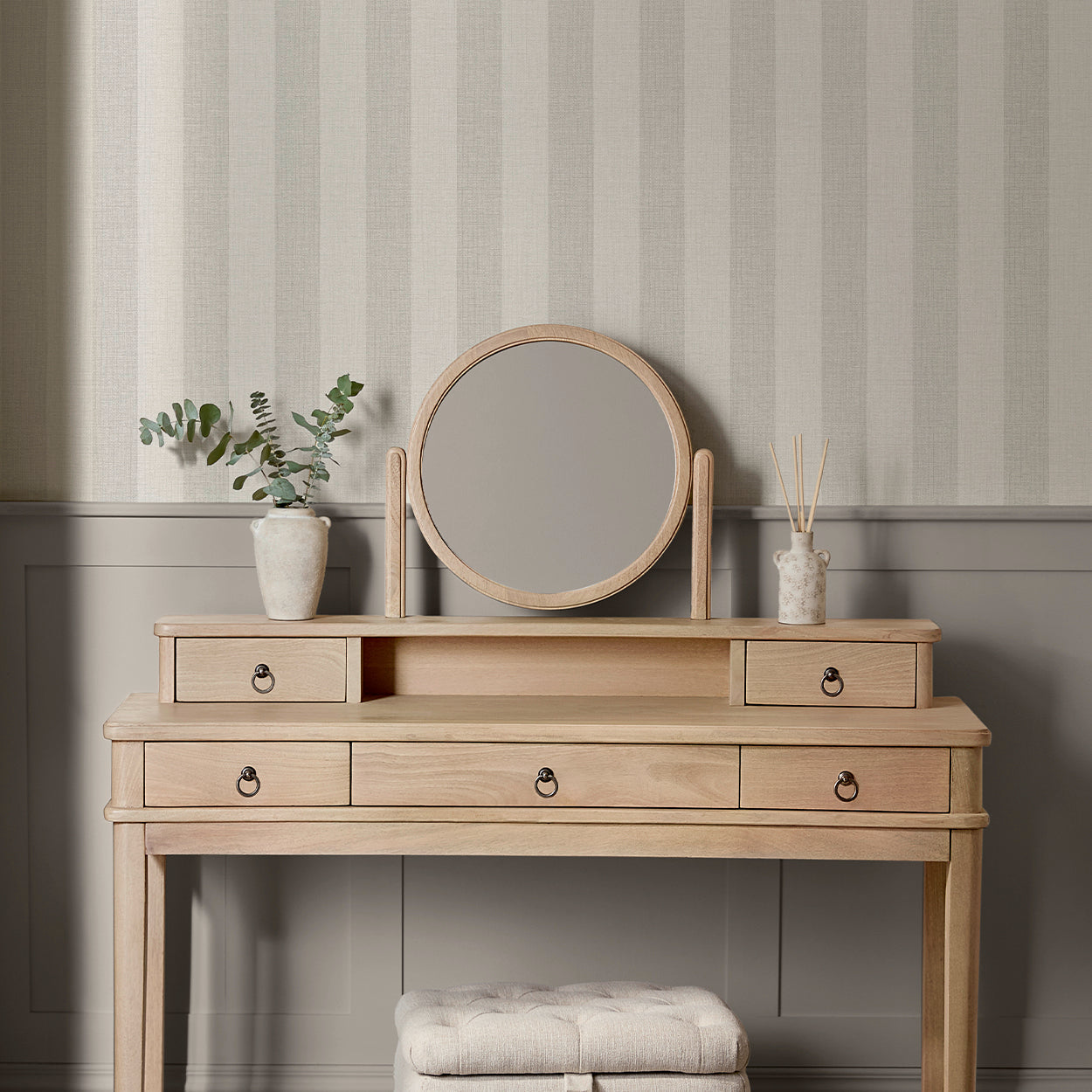 145611 Linen Stripe Natural Wallpaper by Next