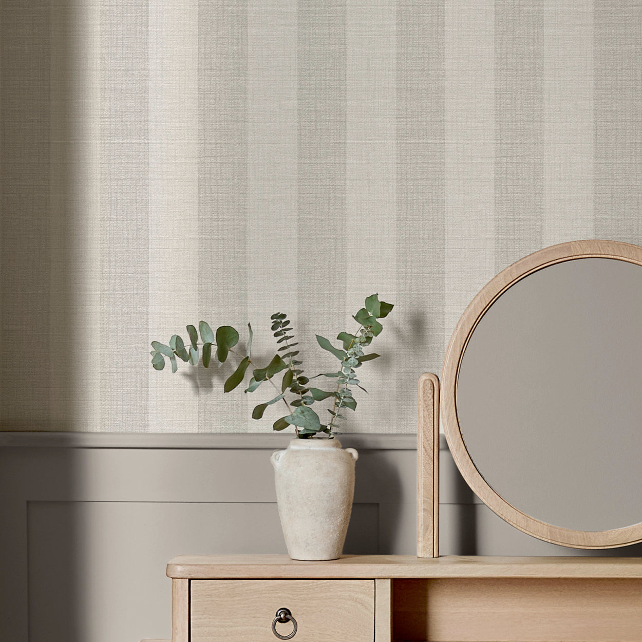 145611 Linen Stripe Natural Wallpaper by Next