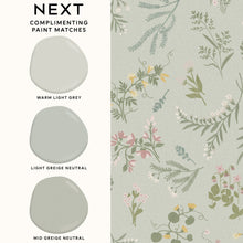 145612 Stitch Floral Sage Wallpaper by Next
