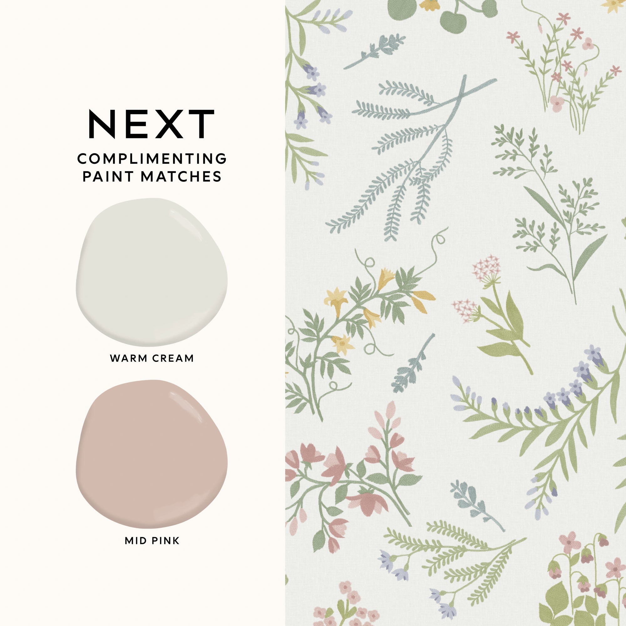 145613 Stitch Floral Ivory Wallpaper by Next