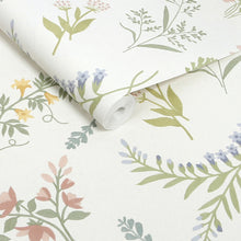 145613 Stitch Floral Ivory Wallpaper by Next