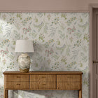 145613 Stitch Floral Ivory Wallpaper by Next