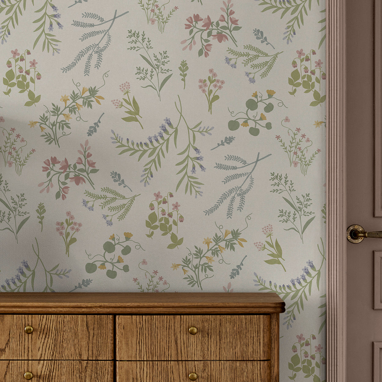 145613 Stitch Floral Ivory Wallpaper by Next