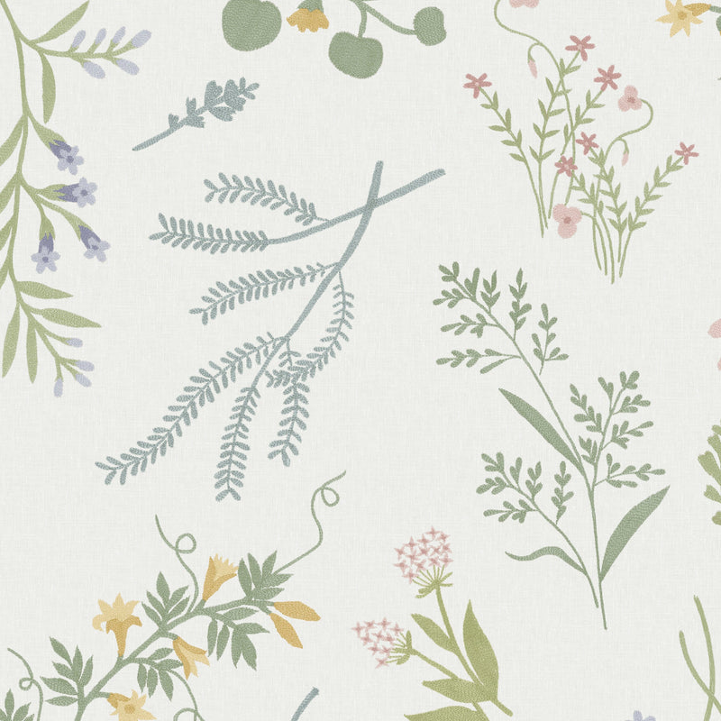 145613 Stitch Floral Ivory Wallpaper by Next