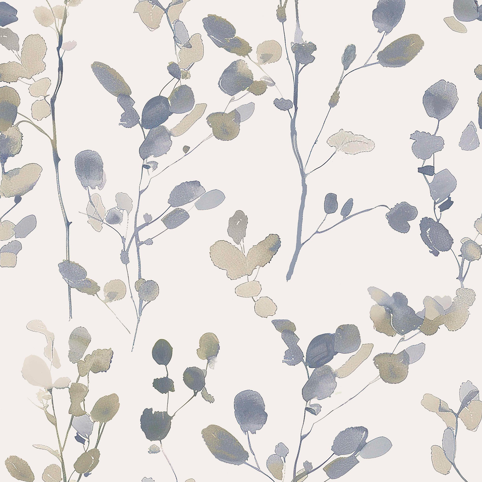 145632 Honesty Leaf Natural/Blue Wallpaper by Next