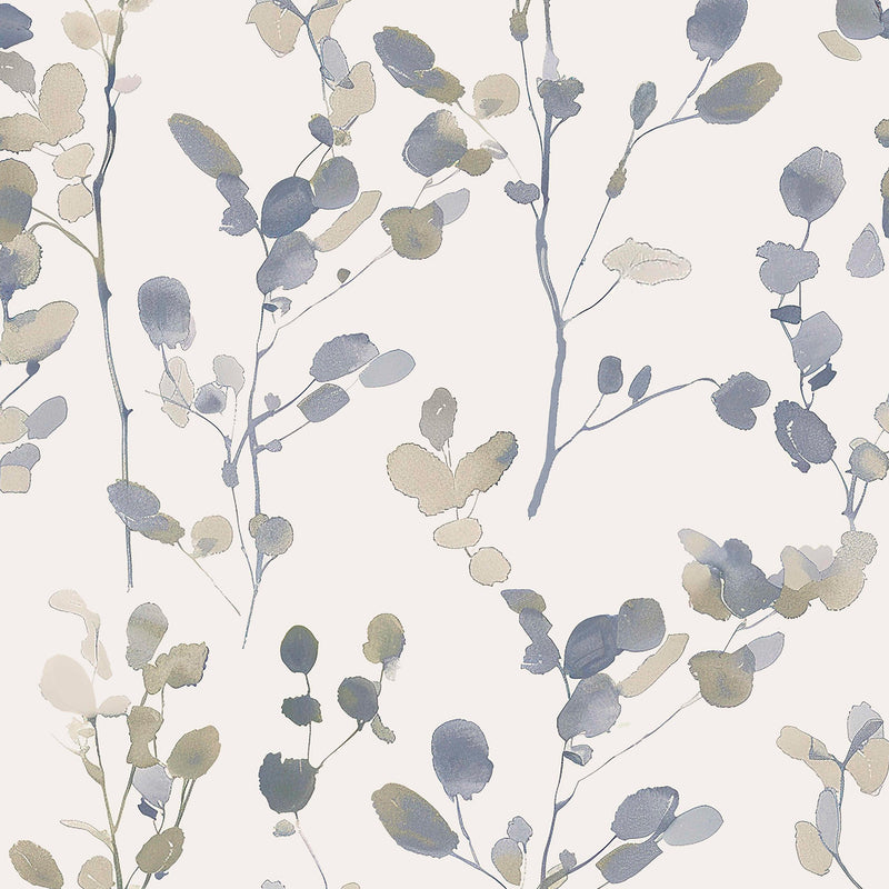 145632 Honesty Leaf Natural/Blue Wallpaper by Next