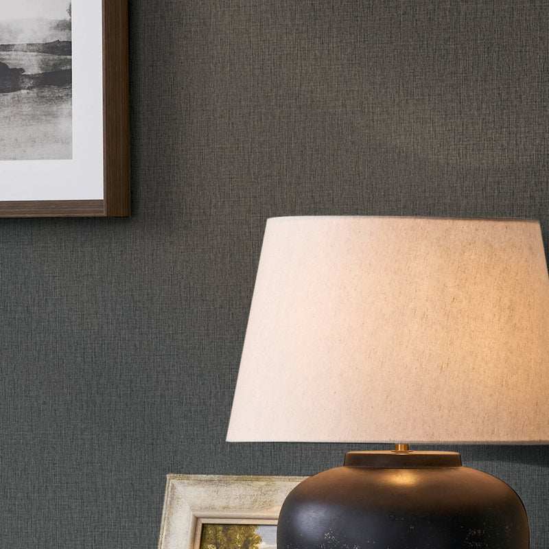 145633 Linen Look Charcoal Wallpaper by Next