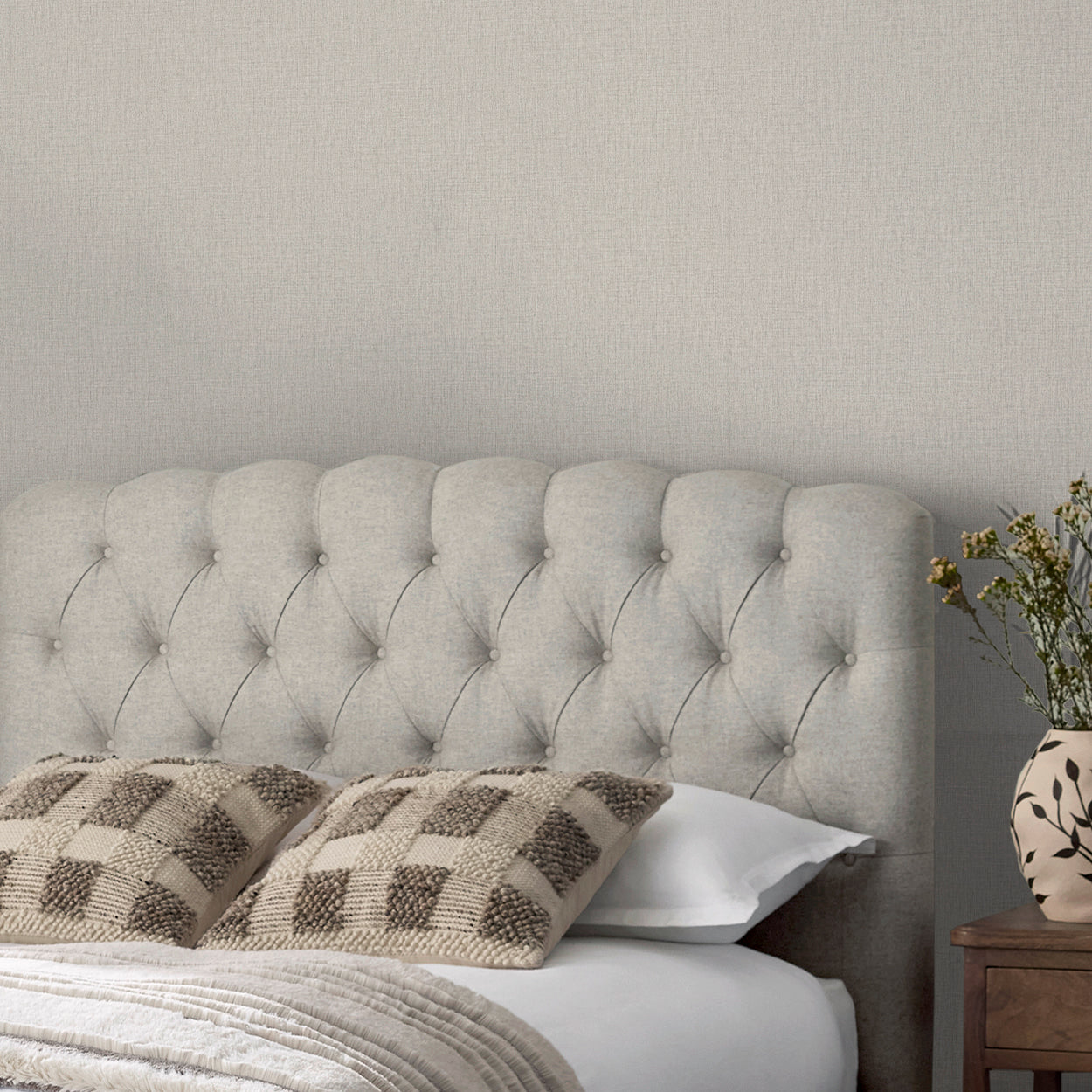 145635 Linen Look Light Natural Wallpaper by Next