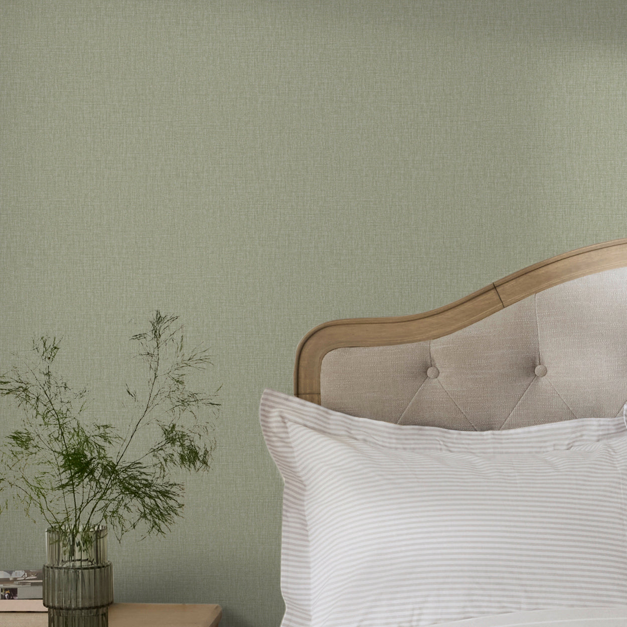 145638 Linen Look Sage Wallpaper by Next