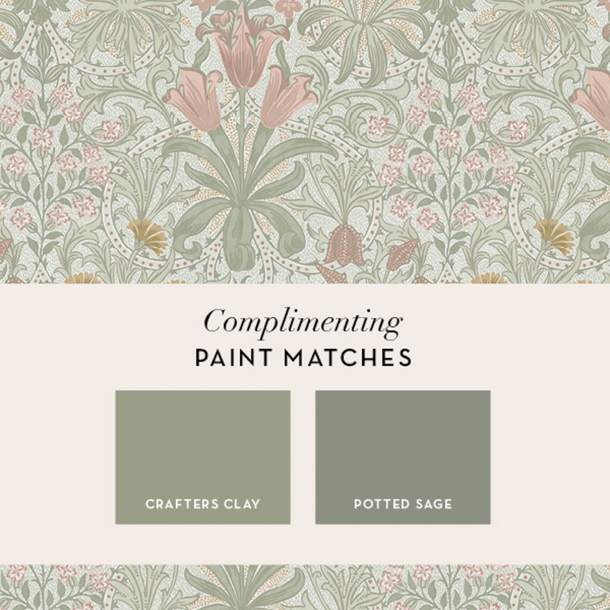 145676 Woodland Weeds Peony & Sage Wallpaper by William Morris at Home