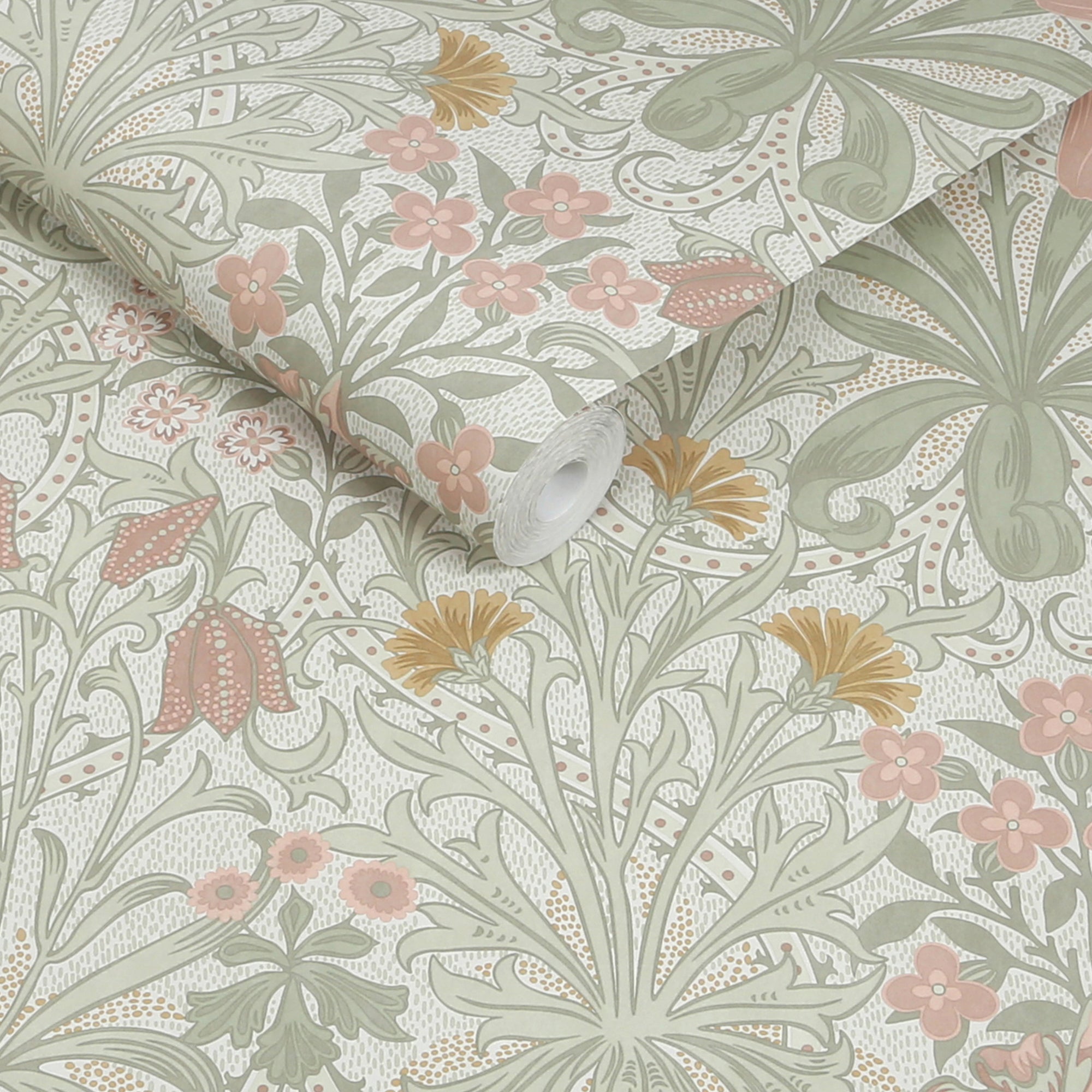 145676 Woodland Weeds Peony & Sage Wallpaper by William Morris at Home
