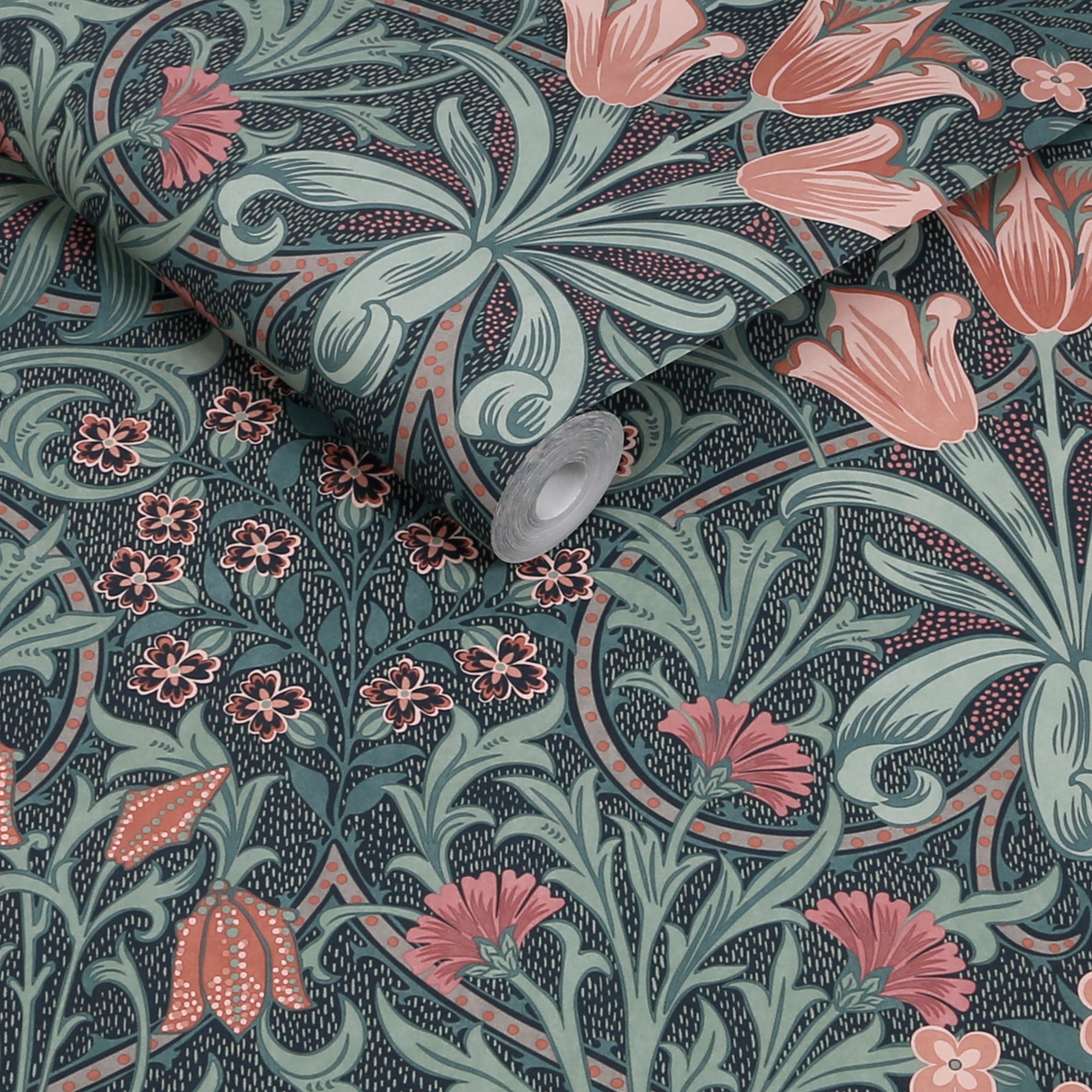 145678 Woodland Weeds Midnight Wallpaper by William Morris at Home
