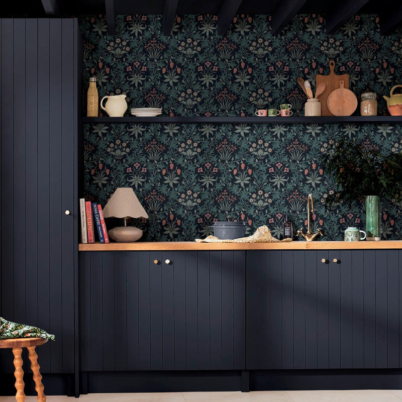 145681 Celandine Midnight Wallpaper by William Morris at Home