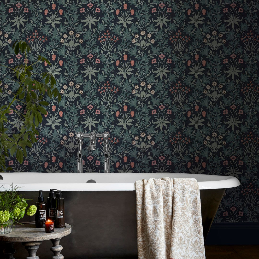 145681 Celandine Midnight Wallpaper by William Morris at Home