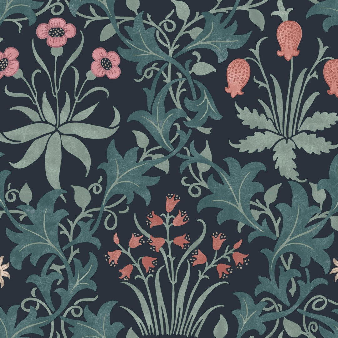 145681 Celandine Midnight Wallpaper by William Morris at Home