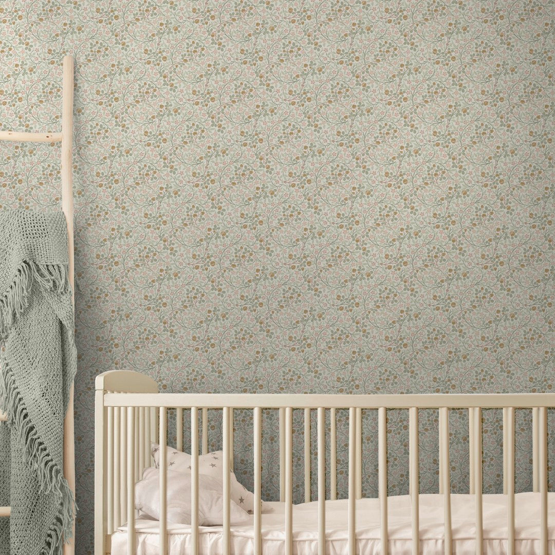 145684 Clover Spring Peony & Sage Wallpaper by William Morris at Home