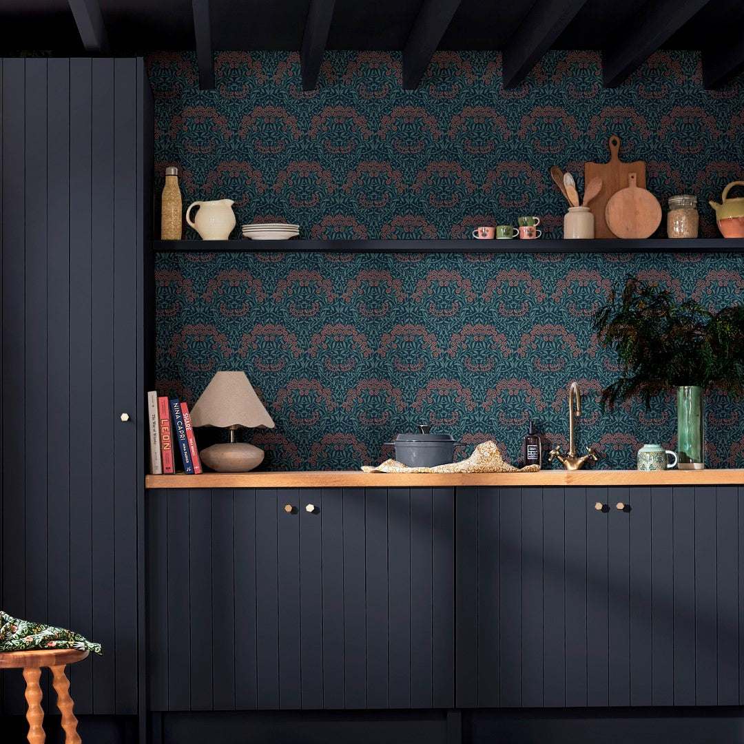 145690 Michaelmas Daisy Midnight Wallpaper by William Morris at Home