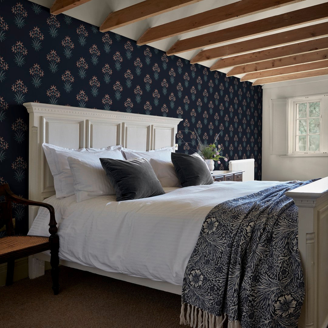 145691 Hyacinth Flower Midnight Wallpaper by William Morris at Home