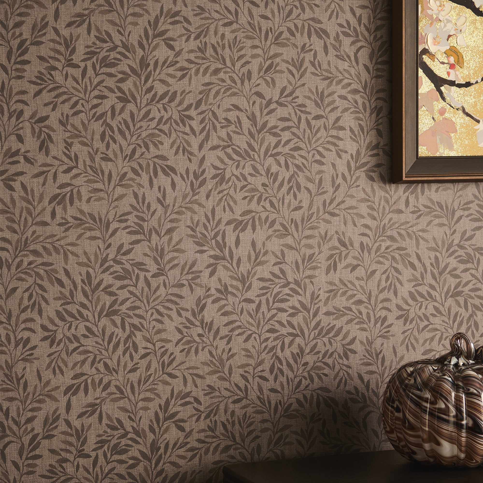 145818 Ditsy Leaf Russet Next AW26 Wallpaper by Next