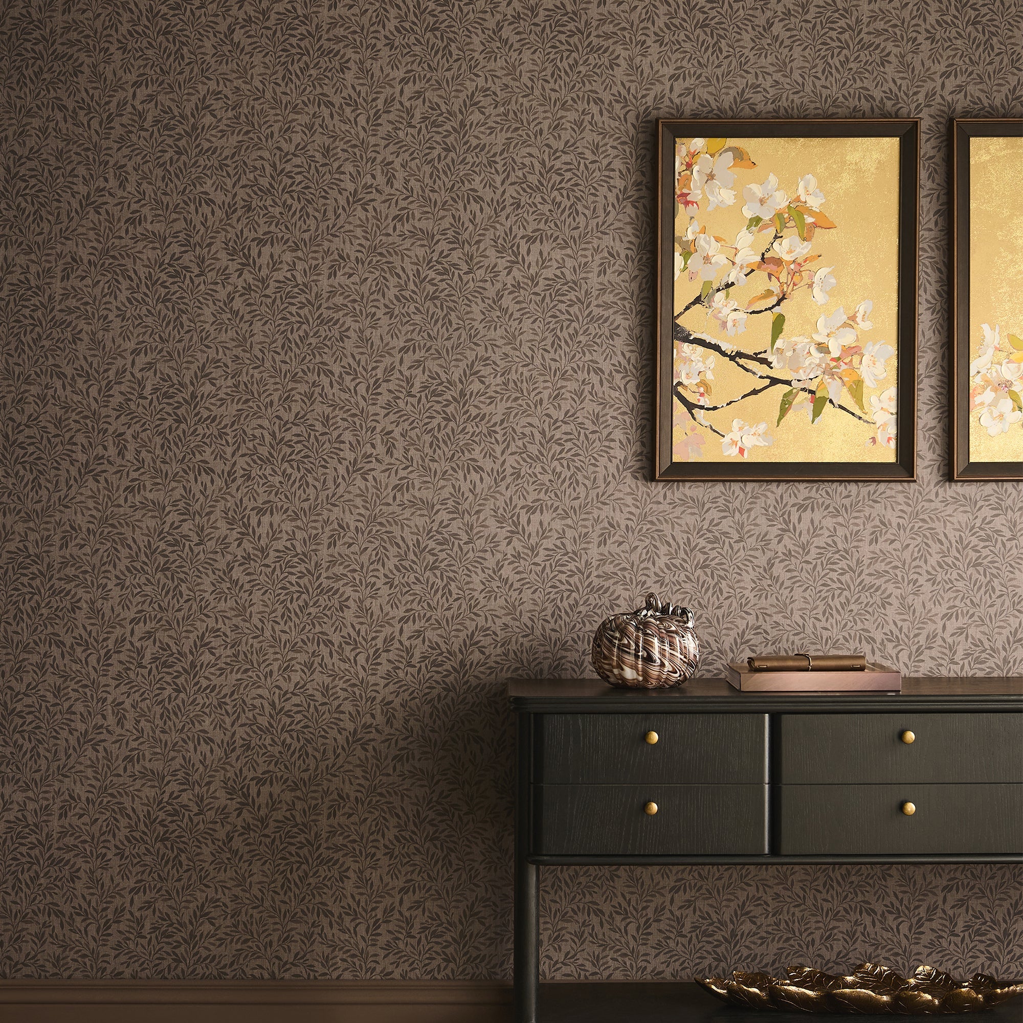 145818 Ditsy Leaf Russet Next AW26 Wallpaper by Next