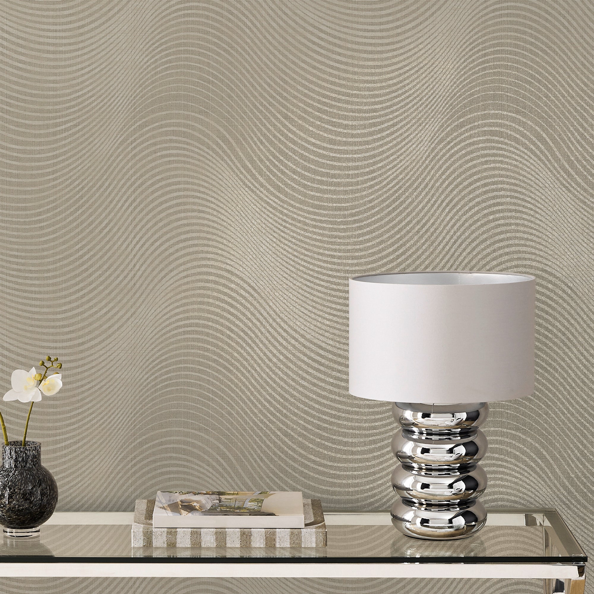 145905 Luxe Lucia Natural Wallpaper by Next
