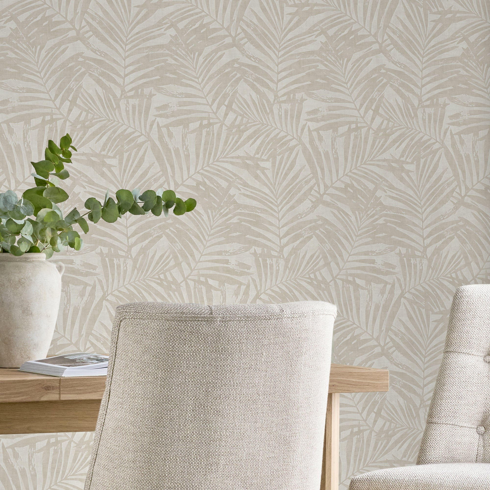 145910 Luxe Palmetta Ivory Wallpaper by Next