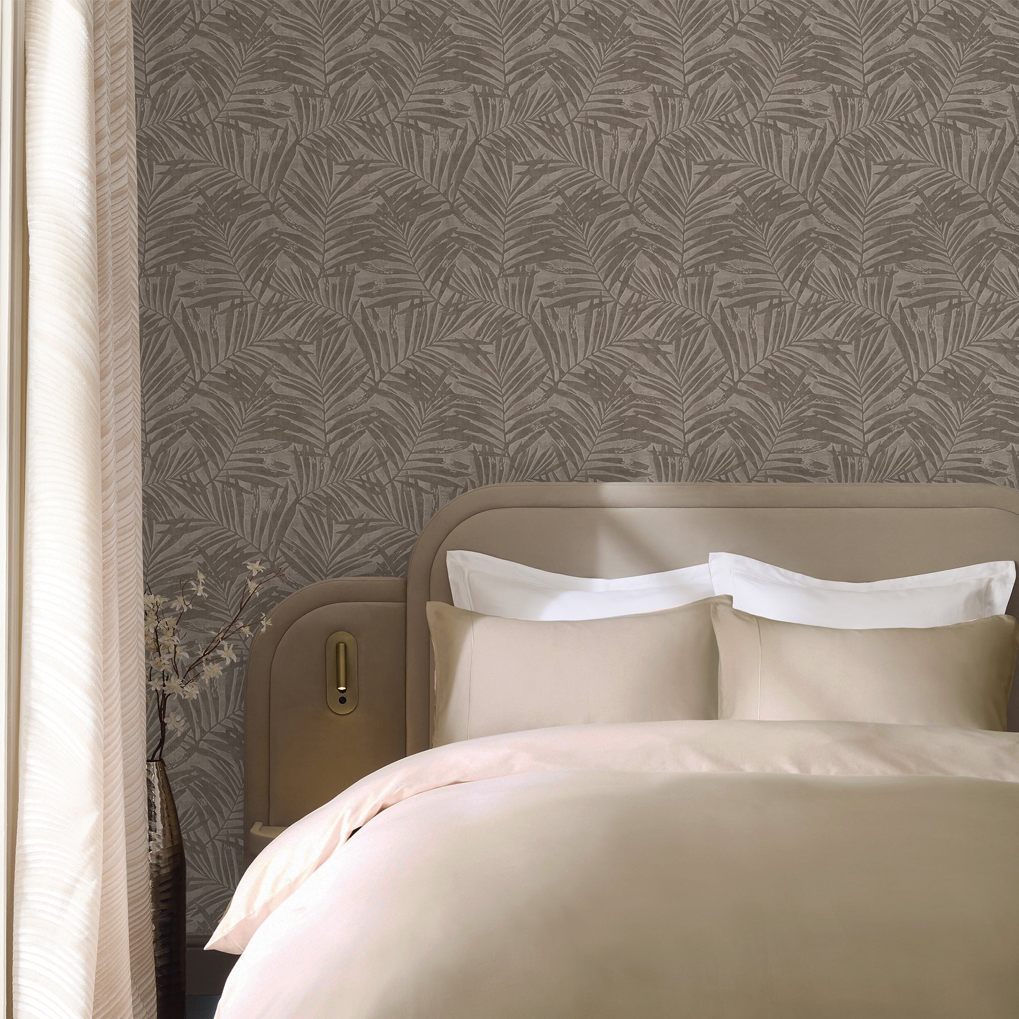 145911 Luxe Palmetta Putty Wallpaper by Next
