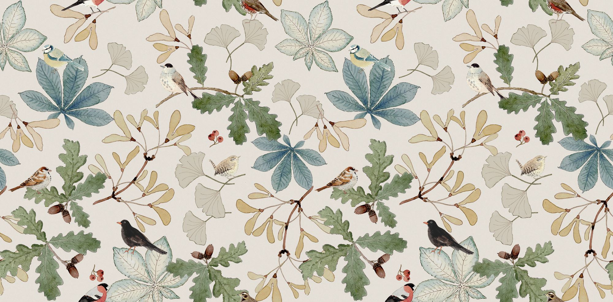 146829 Orchard Birds Off White Wallpaper by Sophie Allport