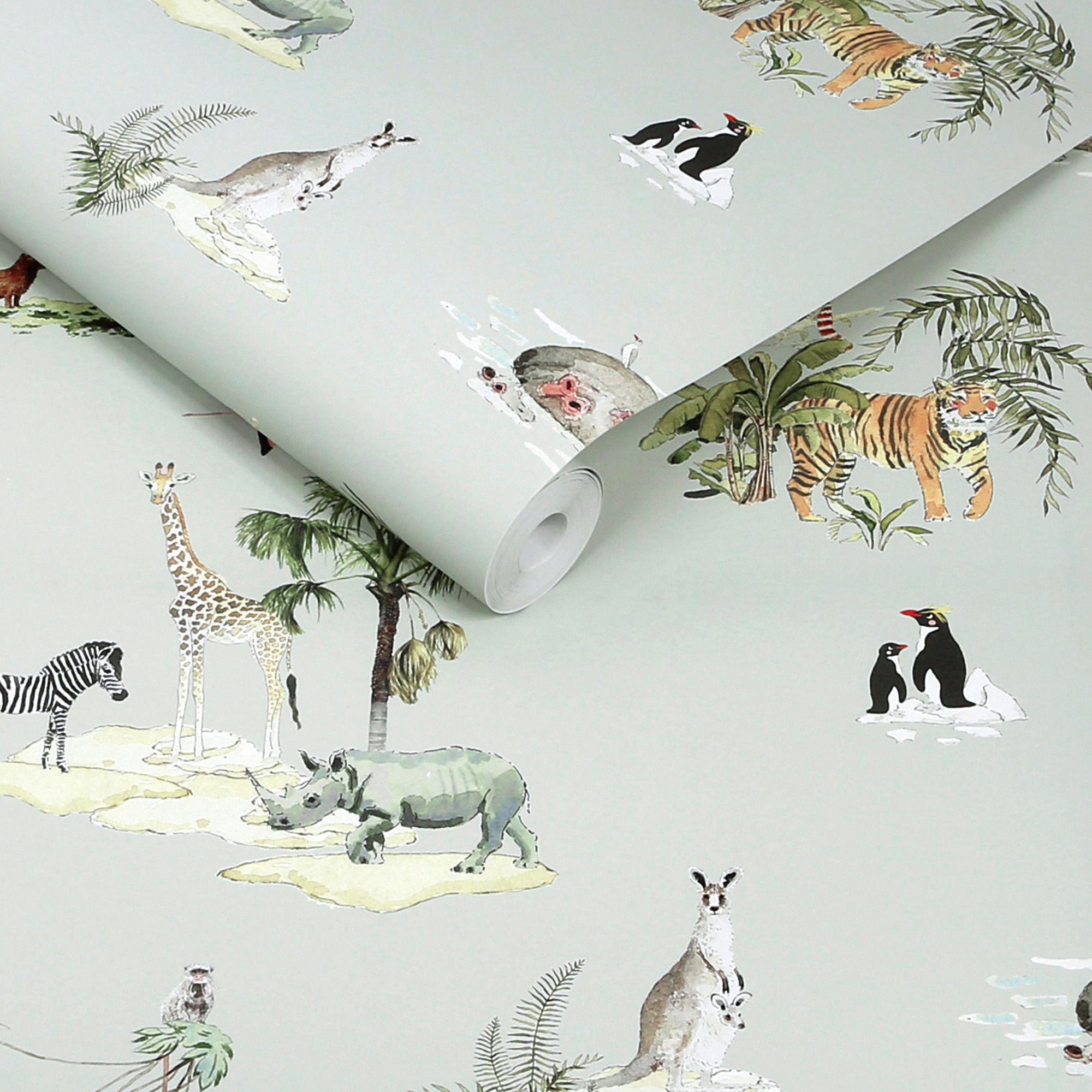 146833 Animals of the World Misty Blue Wallpaper by Sophie Allport