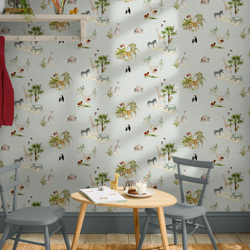 146833 Animals of the World Misty Blue Wallpaper by Sophie Allport