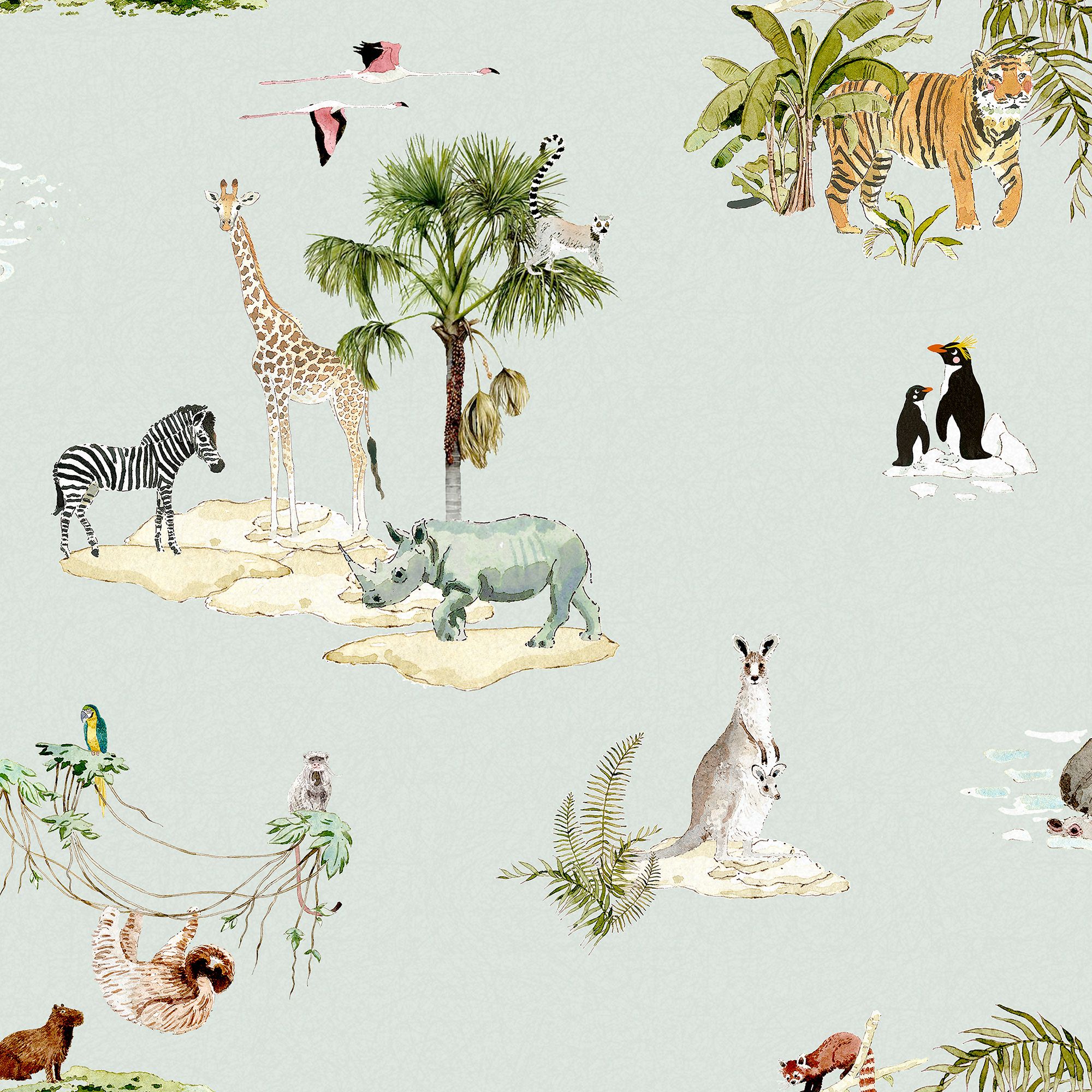 146833 Animals of the World Misty Blue Wallpaper by Sophie Allport