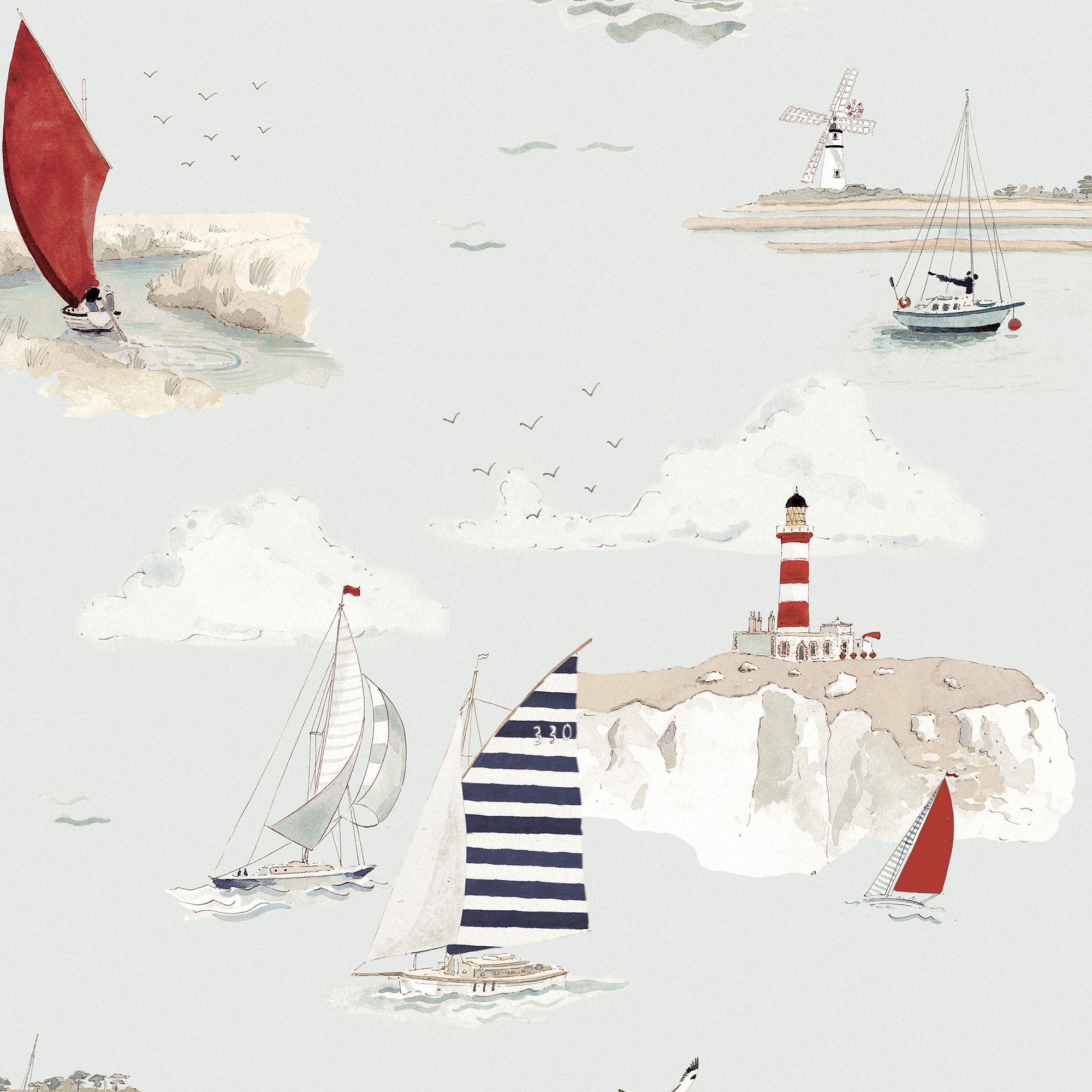 146835 Coastal Boats Cottesmore Sky Wallpaper by Sophie Allport