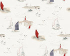 146836 Coastal Boats Langham White Wallpaper by Sophie Allport