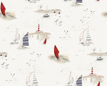 146836 Coastal Boats Langham White Wallpaper by Sophie Allport