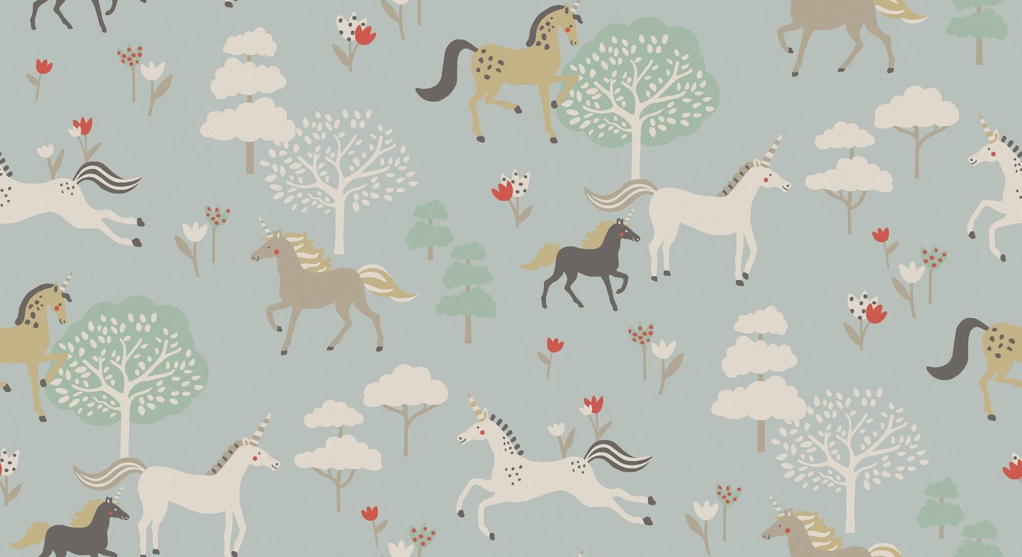146840 Forest Ponies Witham Blue Wallpaper by Sophie Allport