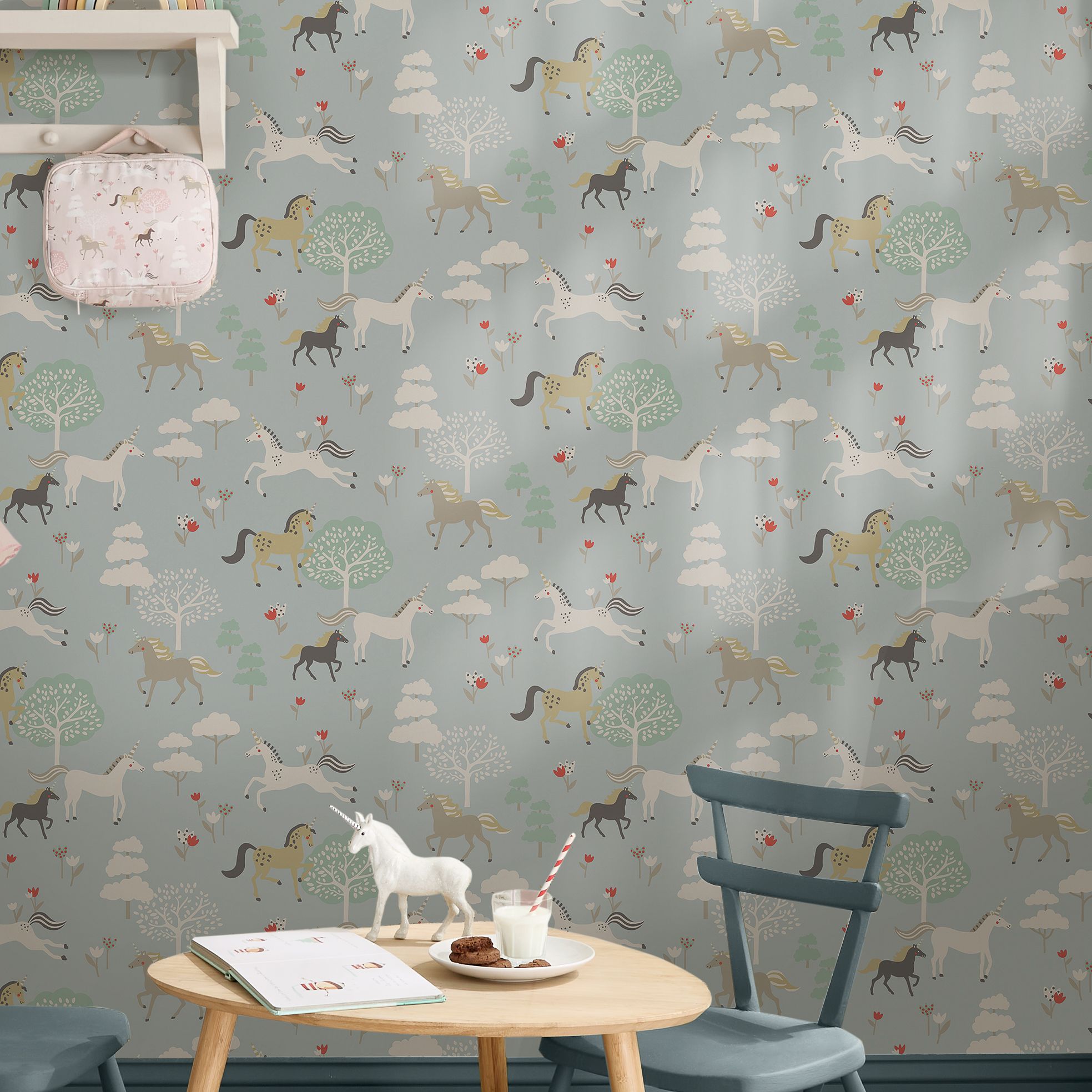 146840 Forest Ponies Witham Blue Wallpaper by Sophie Allport