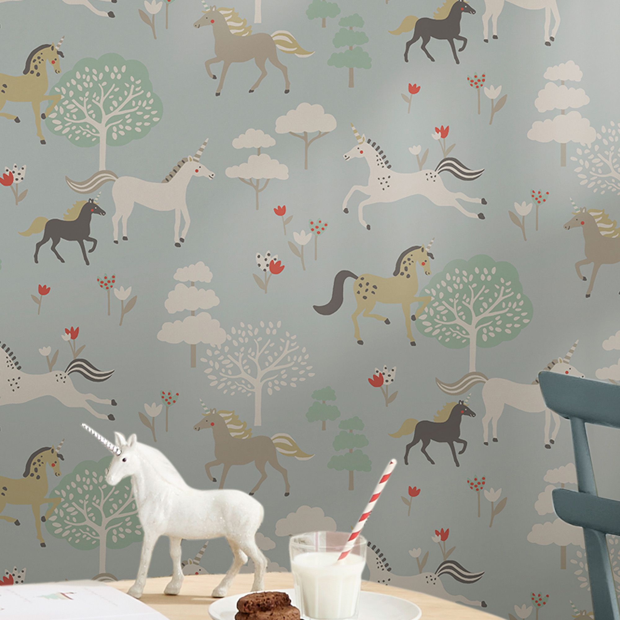 146840 Forest Ponies Witham Blue Wallpaper by Sophie Allport